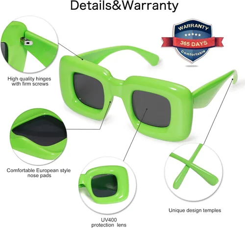 Miniatura 5 de VANLINKER Lindas gafas de sol cuadradas infladas para mujeres y hombres, gafas gruesas retro con marco grueso divertido máscara sombras VL9733