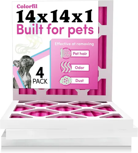 Miniatura 45 de Colorfil Filtro de aire de 14 x 20 x 1 (paquete de 4) Fabricado en los Estados Unidos Cambio de color Elimina el olor de gatos y perros MERV