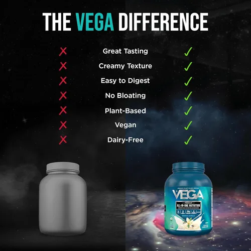 Miniatura 12 de Vega Todo en Uno Nutrición Orgánica - 20 g de proteína de guisante a base de plantas, vainilla francesa, 43 porciones, vitaminas A y C, probióticos