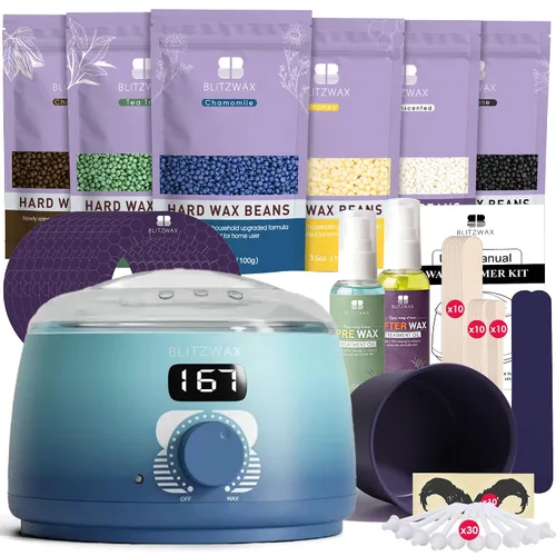 Miniatura 17 de BLITZWAX Kit de depilación brasileña y bikini para mujer, calentador de cera dura para cara, piernas y cuerpo, kit de depilación en casa, apto