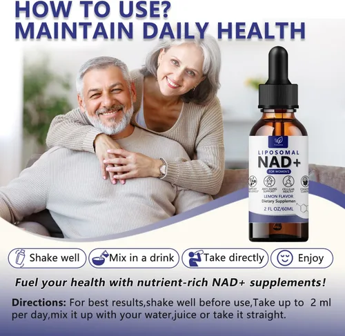 Miniatura 6 de Suplemento liposomal NAD para mujeres, suplemento líquido NAD con resveratrol, antioxidante natural, apoyo al metabolismo energético y salud