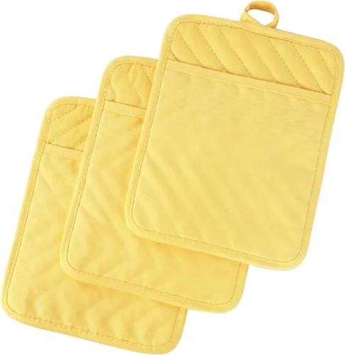 Miniatura 13 de Anyi Soportes para ollas resistentes al calor, almohadillas calientes de algodón para mostrador y mesa, color verde con bolsillo