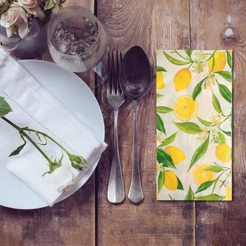 Miniatura 7 de 50 toallas de mano de frutas cítricas amarillo limón, servilletas de papel, toallas de mano desechables para baño, boda, vacaciones, aniversario