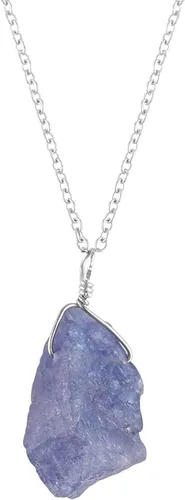 Miniatura 12 de Collar con colgante de piedras preciosas, piedra de energía áspera, cristales curativos de chakras, plata esterlina 925, chapado en rodio, piedra