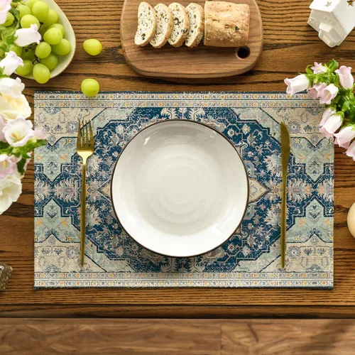 Miniatura 2 de Artoid Mode Juego de 4 manteles individuales estilo boho de plata, 30x46 cm rústicos de estilo granja para decoración mágica de mesa de otoño