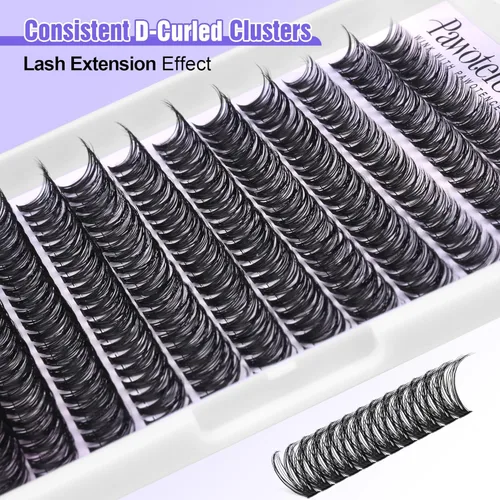 Miniatura 5 de Kit de extensión de pestañas Pawotence DIY 280 piezas, kit de racimos de pestañas individuales de 9-16mm, kit de extensión de pestañas en racimo