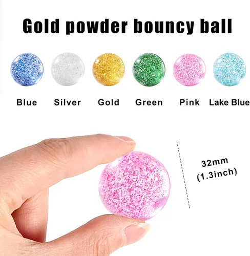 Miniatura 3 de Ayfjovs 24 piezas de bolas hinchables con purpurina para niños, 32 mm, 6 colores, bolas de goma rebotantes a granel, relleno para bolsa de Pascua
