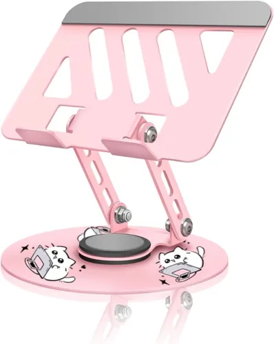 Miniatura 13 de Soporte giratorio de 360° para tablet – Rosa Doble eje giratorio ajustable, diseño plegable Se adapta a iPads y tabletas de hasta 13 pulgadas