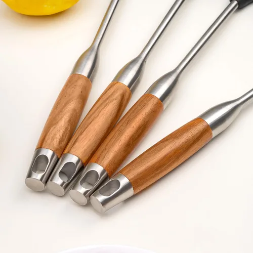 Miniatura 6 de FJNATINH Espátula de wok de silicona, Cucharón, Escumadera - Herramientas de wok de acero inoxidable, Utensilio de wok - Utensilios de cocina