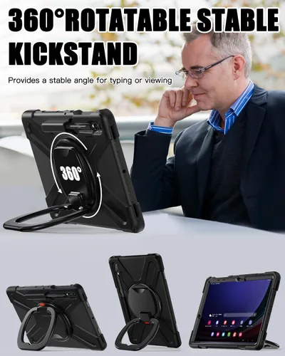 Miniatura 3 de BRAECN Funda para Samsung Galaxy Tab S10+/S9 FE+/S9+ Plus de 12.4 pulgadas, funda de silicona resistente con protector de pantalla, soporte para S