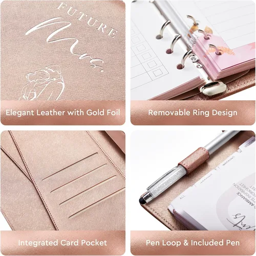 Miniatura 4 de AW BRIDAL Future Mrs Libro Planificador de Bodas y Organizador Juego de Regalo, Planificadores de Boda de Destino Personalizados, Regalo de Oro rosa