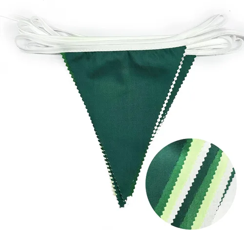 Miniatura 2 de Pancarta verde degradado de 32 pies para decoración de fiesta, bandera triangular verde, banderines de tela, banderines para dinosaurios