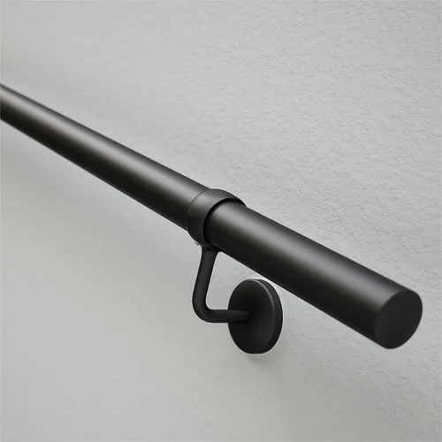 Miniatura 7 de ROTHLEY Pasamanos de escalera de tubo, barandillas de metal de 3 pies, barandillas de acero con recubrimiento en polvo negro para escalones