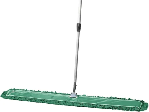 Miniatura 15 de Trapeador de polvo comercial rojo de 48 pulgadas y barredora de piso con mango extensible, trapeador para limpieza de suelos de madera dura