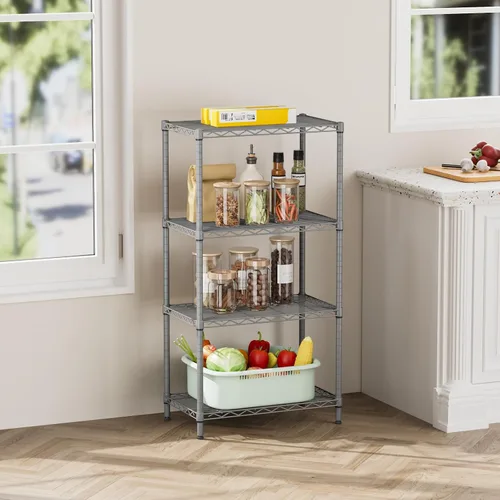 Miniatura 9 de SINGAYE Estante de almacenamiento ajustable de 4 niveles, estante de almacenamiento de pie, capacidad de carga de 90 kg por estante, 59 cm de ancho