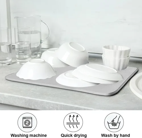 Miniatura 60 de Tapete rojo para secar platos pequeños, accesorios de cocina, tapete escurridor de platos de microfibra, resistente al calor, 16 x 18 pulgadas