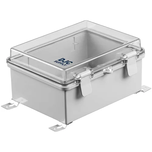 Miniatura 9 de Co. ABS 6.6" x 8.7" x 4.3" impermeable IP67 caja electrónica con bisagras con placa de montaje, soporte, cubierta de plástico y clips