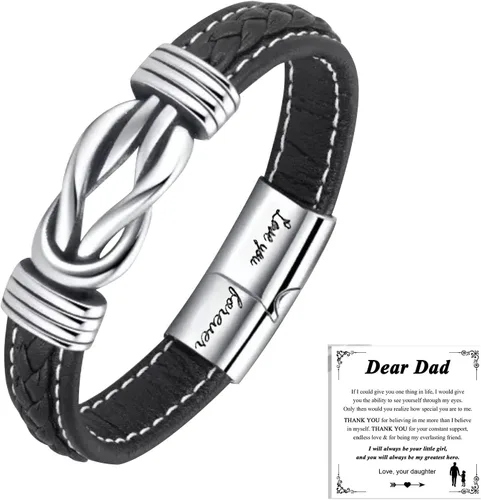 Miniatura 10 de Relleno de Regalo para Adolescentes Hijo/Nieto Regalo para Chicos Teens Pulsera de Cuero para Hombres, “Te Amo Para Siempre”Pulsera de Hombre
