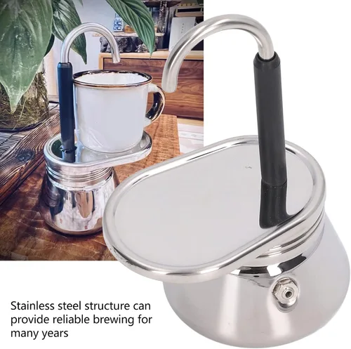 Miniatura 3 de CHICIRIS Cafetera para estufa, olla de moca ligera de acero inoxidable de una sola boquilla para acampar al aire libre, uso doméstico
