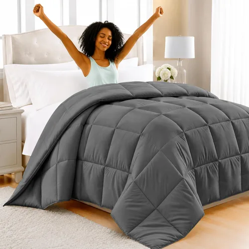 Miniatura 20 de LUX Décor - Edredón Queen de 88 x 88 pulgadas, relleno de edredón alternativo ultrasuave con pestañas de esquina y costuras de caja, ropa de cama