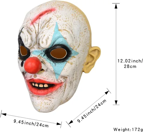 Miniatura 4 de Máscara de látex de demonio horrible para Halloween, payaso aterrador, accesorios de cosplay de payaso aterrador, máscara de zombi de llama