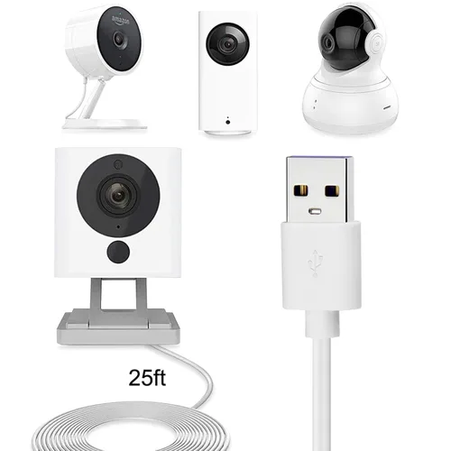 Miniatura 2 de Smays Paquete de 4 cables de extensión micro USB para cámara de seguridad de 25 pies compatibles con Wyze Cam, Blink Mini, cámara YI Home