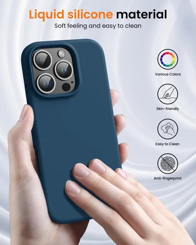 Miniatura 2 de Funda protectora de silicona líquida diseñada para iPhone 16 Pro Max, a prueba de golpes con forro de microfibra suave antiarañazos, ultra delgada