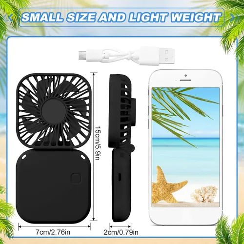 Miniatura 2 de Hortsun 3 piezas de ventilador portátil de collar a granel, mini ventilador de mano personal recargable por USB, pequeños regalos de refrigeración
