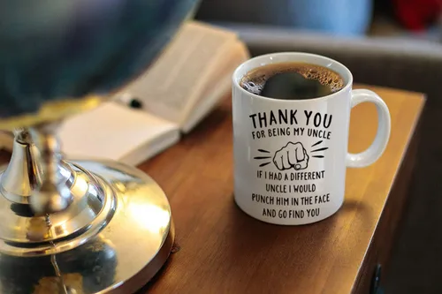 Miniatura 5 de DQG CVT Mejor regalo para tío - Gracias por ser mi tío Taza de café divertida - Regalos de broma para tíos - Ideas geniales de regalo para el Día