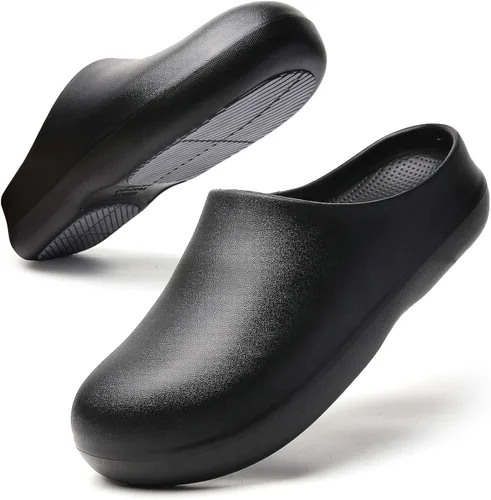 Miniatura 8 de SECHRITE Zapatos de trabajo antideslizantes para mujeres y hombres – Zuecos impermeables de chef de enfermería para jardín, zapatos profesionales