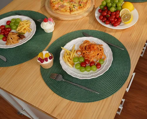 Miniatura 3 de Zupro Juego de 6 manteles individuales redondos trenzados de 15 pulgadas, resistentes al calor, antideslizantes, lavables, para cocina, mesas