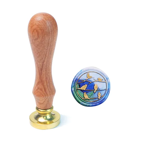 Miniatura 31 de Juego de sellos de cera de animales con 7 cabezas de latón extraíbles y 1 mango de madera, sello de cera retro para gatos, pájaros, mariposa, abeja