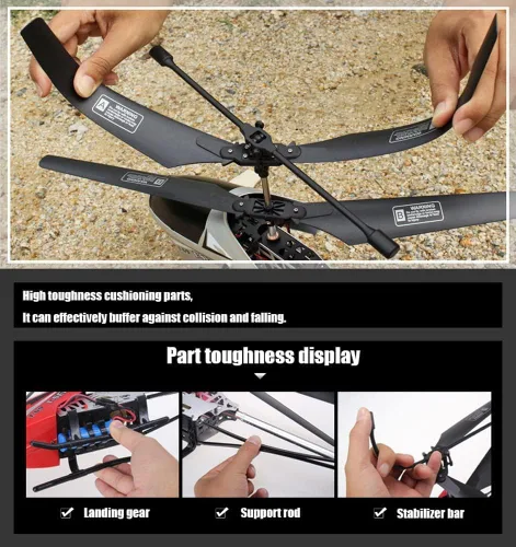 Miniatura 5 de Rojo Grande Resistente a Caídas Helicóptero RC 3.5 Canales Helicóptero de Control Remoto Juguetes de Regalo con Luz LED Nocturna