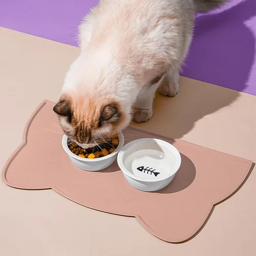 Miniatura 2 de Tapete de comida para gatos, tapete de silicona antideslizante para cuenco de perro, impermeable, tapete para alimentación de gatos, evita derrames