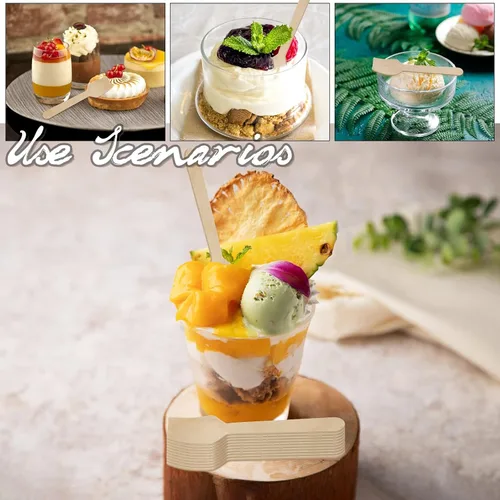 Miniatura 5 de Cucharas desechables mini de madera, cucharas de degustación, cuchara de helado, cucharas de muestreo (300, 9.53 cm)