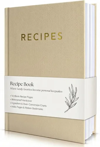 Libro de recetas estético en blanco con cubierta impermeable, el cuaderno de recetas perfecto para escribir en tus propias recetas, hermoso libro de