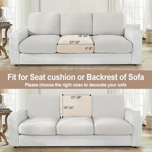Miniatura 4 de NAISI Fundas de cojín de sofá de terciopelo elásticas de 1 pieza, fundas de asiento de sofá o respaldo, fundas suaves individuales para sofá Beige