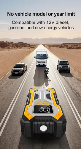 Miniatura 6 de Arrancador de batería de automóvil con compresor de aire 10000 mAh 150 PSI cargador, caja de salto de arranque
