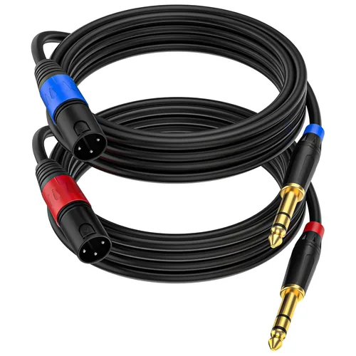 Miniatura 16 de Pack de 2 Cables XLR Hembra a 1/4 Pulgada 6,35 mm TRS Mono Jack para Micrófono Dinámico, 1,6 Pies, Negro, Cable de Micrófono XLR Hembra Equilibrado