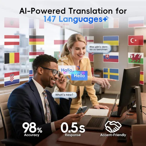 Miniatura 3 de GetD Lentes AI, traducción en tiempo real con IA en 147 idiomas, lentes de sol polarizados inteligentes de nailon, gafas de aviador Bluetooth