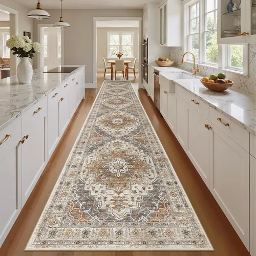 Miniatura 284 de Madane Tapete lavable de 2 x 10 pies para pasillo, cocina, recibidor, clásico, suave, antideslizante para interiores, casa de campo, baño, sala
