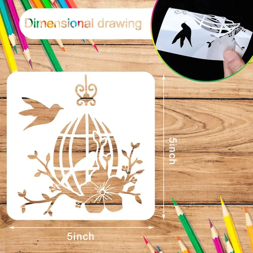 Miniatura 2 de Juego de 20 plantillas reutilizables para estarcir, plantillas de primavera e invierno, de Navidad, para pintar sobre pared de madera, decoración