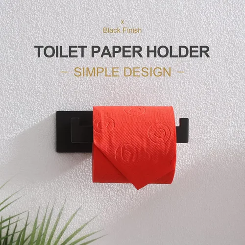 Miniatura 5 de KOKOSIRI Portarrollos de papel higiénico negros para baño Portarrollos de papel higiénico SUS304 acero inoxidable contemporáneo montado en la pared