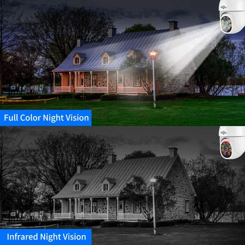 Miniatura 3 de Hiseeu - Cámara de seguridad WiFi de 5MP para exteriores, con inclinación y panorámica de 360°, seguimiento de movimiento, focos, alarma de luz
