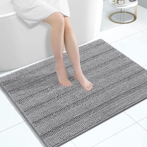 Miniatura 134 de Grandaily Alfombras de baño de felpilla a rayas de 24 x 16 pulgadas, extra gruesas y suaves, absorbentes, parte trasera de goma, alfombra de ducha