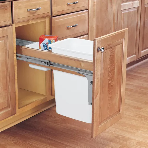 Miniatura 8 de Rev-A-Shelf Bote de basura de cocina extraíble individual de montaje superior bajo gabinete de 35 cuartos con rieles de extensión completa