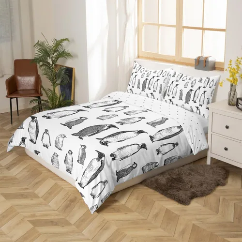 Miniatura 5 de Erosebridal Funda de edredón de pingüino, tamaño matrimonial, funda de edredón de animales antárticos para habitación de niños, niñas, adolescentes