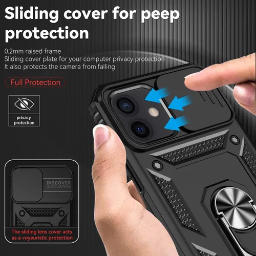Miniatura 3 de HNHYGETE Funda para iPhone 12 / iPhone 12 Pro con protector de pantalla: [grado militar de 20 pies probada en caídas] anillo a prueba de golpes