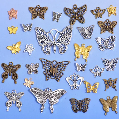 Miniatura 3 de stino - 100 g de dijes colgantes de metal para hacer joyas, lote de dijes bañados en plata y oro para pulseras, collares y manualidades, dijes