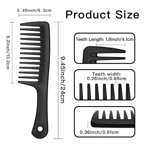 Miniatura 7 de Peine de dientes anchos, peine grande desenredante para mujeres y hombres, cepillo de peinado duradero para cabello rizado, largo y húmedo - Cuidado